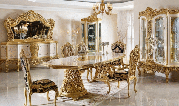 Italian Luxury Dining Table Design – 8-Seater Cream Dining Set | Décor Designo Chiniot
