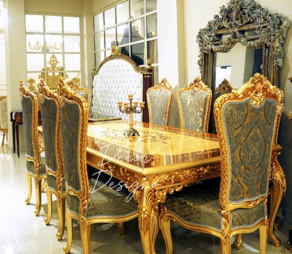 Italian Luxury Dining Table Design – 8-Seater Cream Dining Set | Décor Designo Chiniot - Image 9