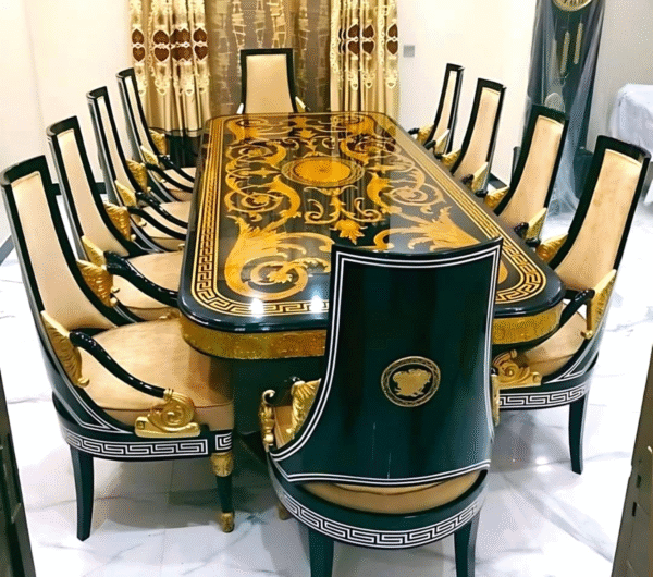 Italian Luxury Dining Table Design – 8-Seater Cream Dining Set | Décor Designo Chiniot - Image 14