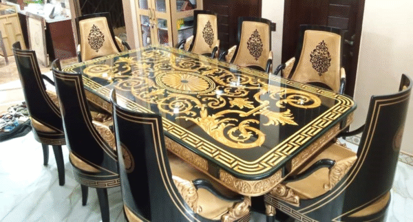 Italian Luxury Dining Table Design – 8-Seater Cream Dining Set | Décor Designo Chiniot - Image 19