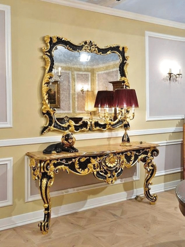 Black Modern Console Table – Sleek & Stylish Home Accent, mirror with console table