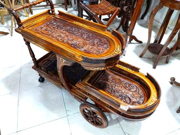 Chinioti wooden tea trolly