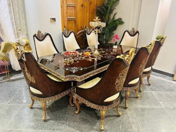 luxury dining set wooden - Image 2