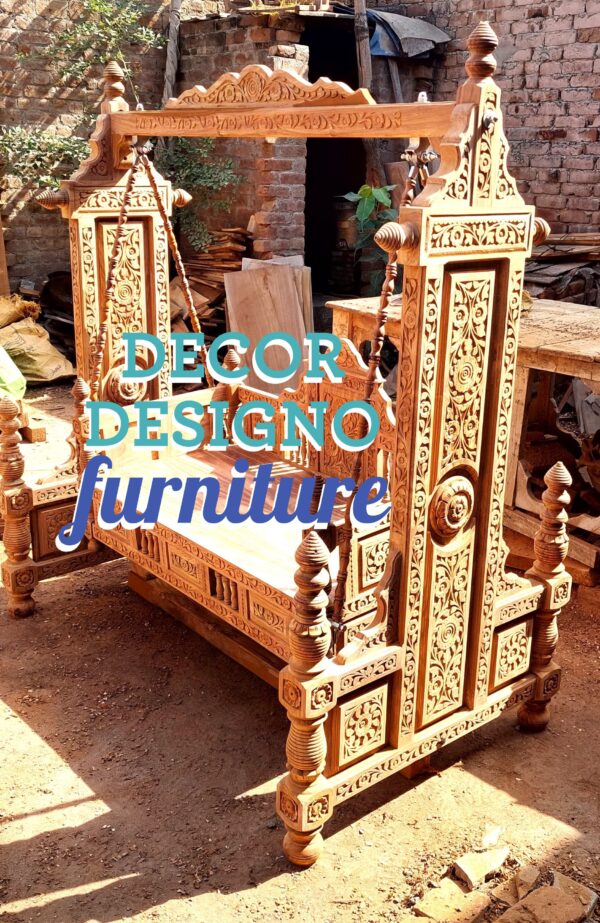 Elegant Wooden Swing Chair Handcrafted Jhoola for Home Décor n