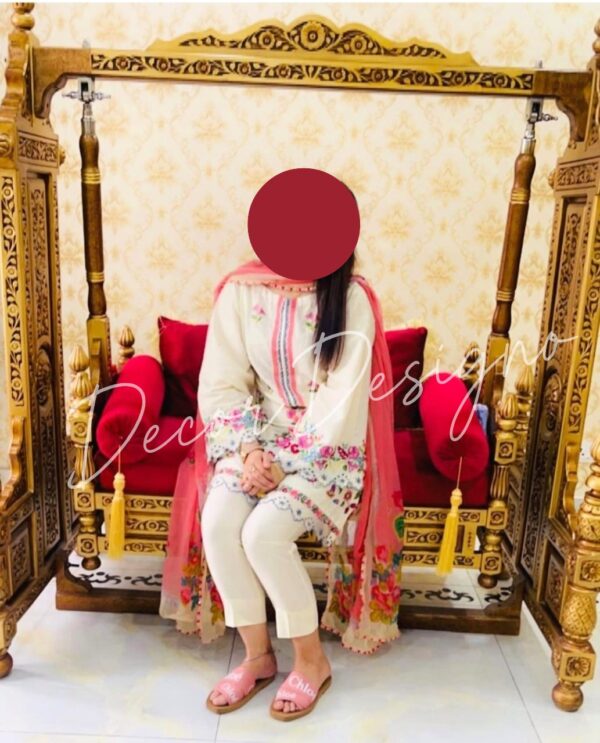Elegant Traditional Indian Wooden Swing Chair | Handcrafted Jhoola for Home Décor - Image 3