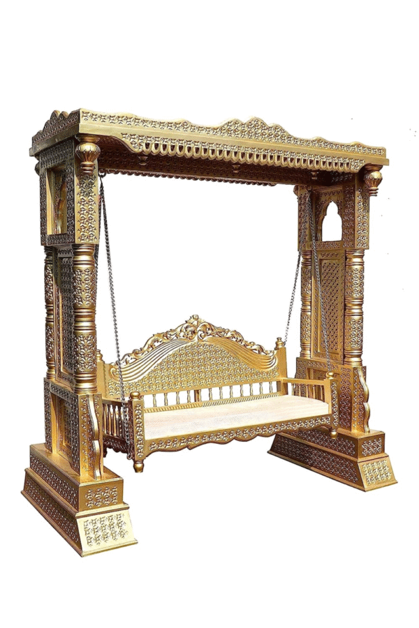 Elegant Traditional Indian Wooden Swing Chair | Handcrafted Jhoola for Home Décor - Image 21