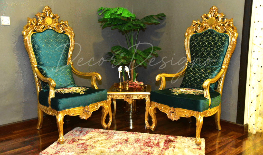 Luxury Chinioti Bedroom Chairs - Handcrafted Royal Comfort