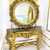 Luxury Handcrafted Golden Dressing Table with Mirror