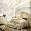 Luxury King Size Bedroom Wooden Bed Set Italian Design with Hand-Carved Elegance