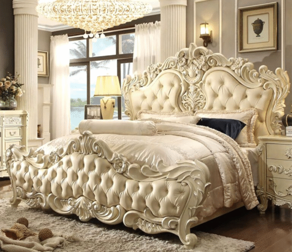 Luxury King Size Bedroom Wooden Bed Set | Italian Design with Hand-Carved Elegance - Image 2