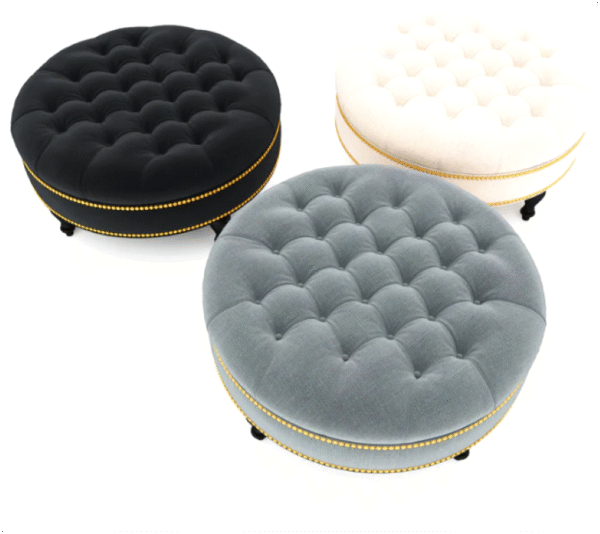 Luxury Round Wooden Stool with Gold Upholstery - Image 28