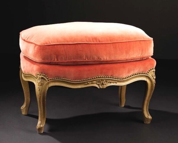 Luxury Round Wooden Stool with Gold Upholstery - Image 29