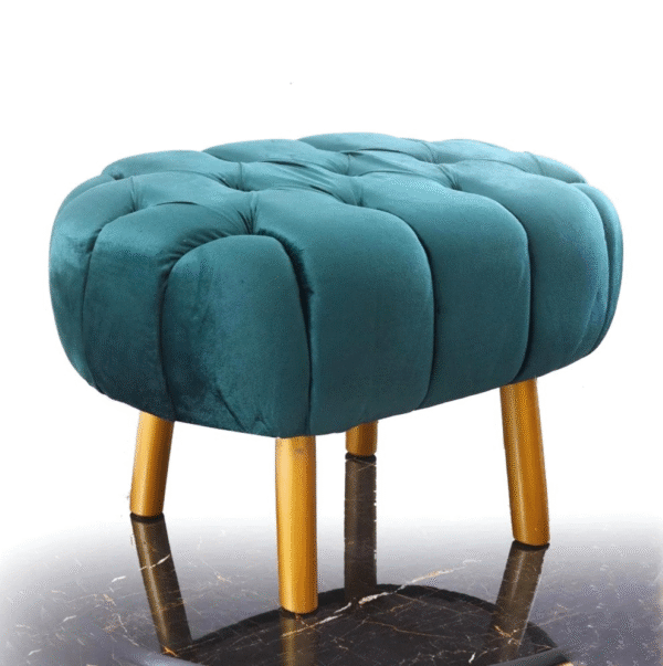 Luxury Round Wooden Stool with Gold Upholstery - Image 19