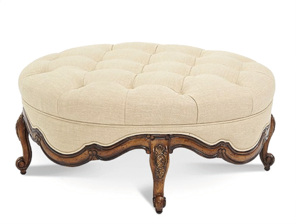 Luxury Round Wooden Stool with Gold Upholstery - Image 7