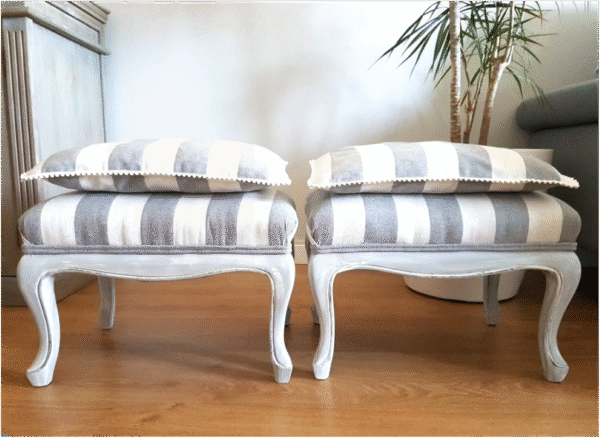 Luxury Round Wooden Stool with Gold Upholstery - Image 8