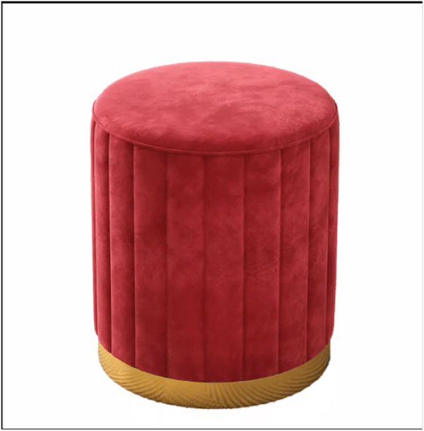 Luxury Round Wooden Stool with Gold Upholstery - Image 32