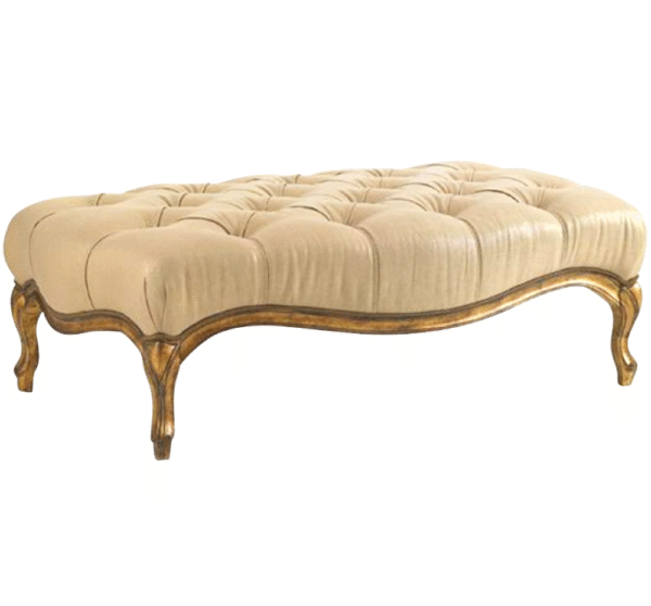 Luxury Round Wooden Stool with Gold Upholstery - Image 16