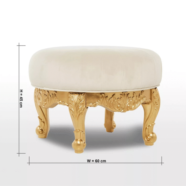 Luxury Round Wooden Stool with Gold Upholstery - Image 26