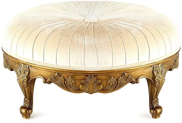 Luxury Round Wooden Stool with Gold Upholstery - Image 37