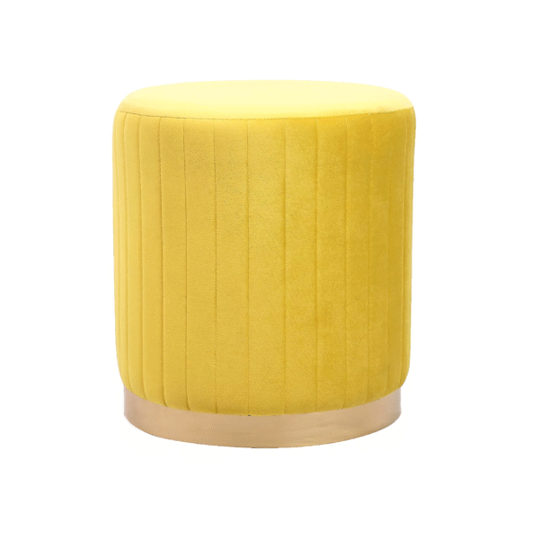 Luxury Round Wooden Stool with Gold Upholstery - Image 38