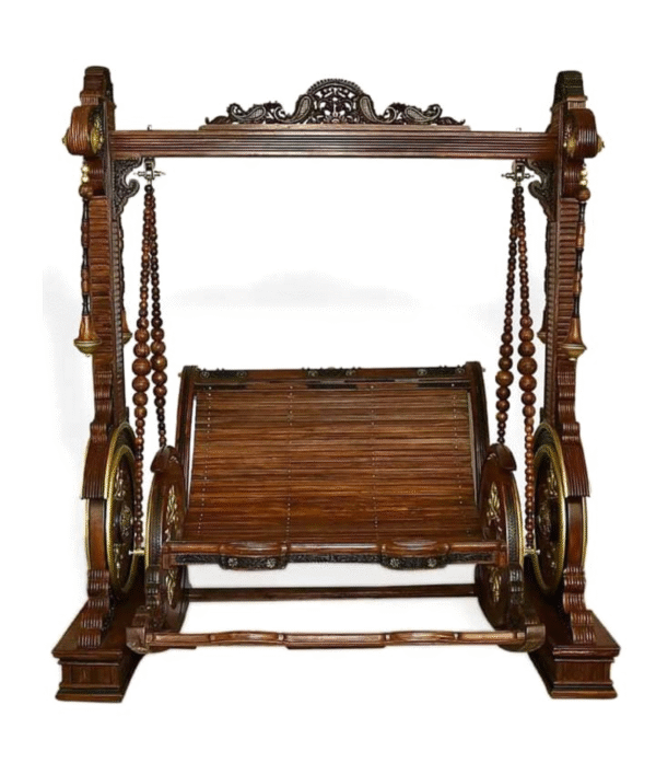 Elegant Traditional Indian Wooden Swing Chair | Handcrafted Jhoola for Home Décor - Image 11