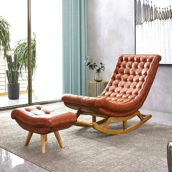 luxury Solid Wood Rocking Chair with Footrest