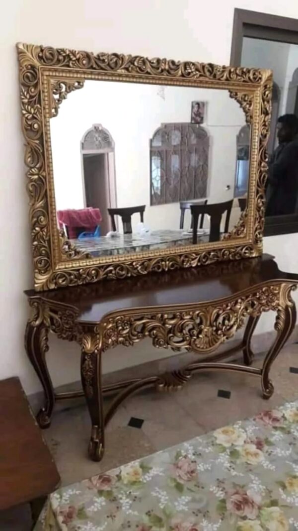 Console Table And Mirror Frame In High Gloss polish