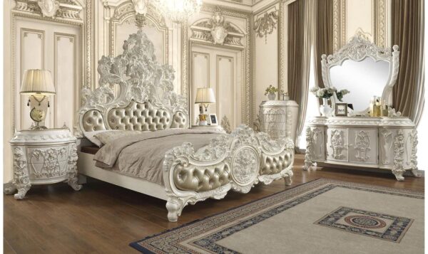 Luxury bed Bed  bed set  king size bed dressing table wooden - Image 3