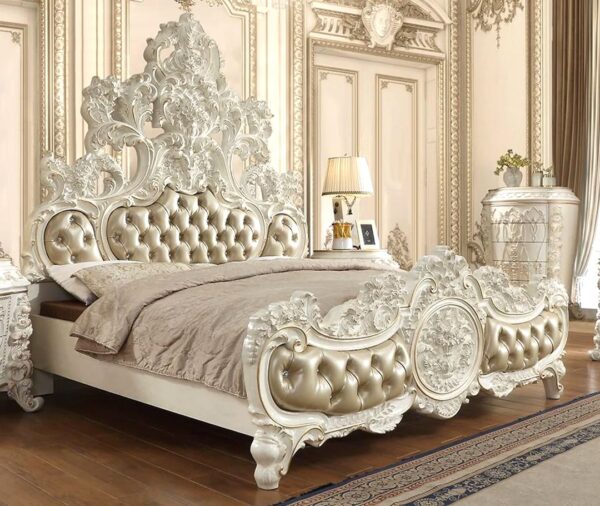 Luxury bed Bed  bed set  king size bed dressing table wooden - Image 4