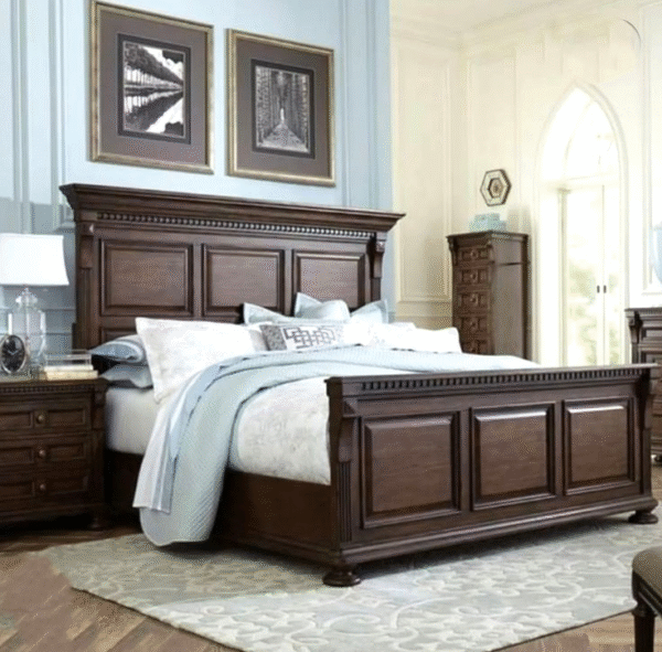 Latest Simple Double Bed – Modern Design Wooden Bed for Home - Image 5
