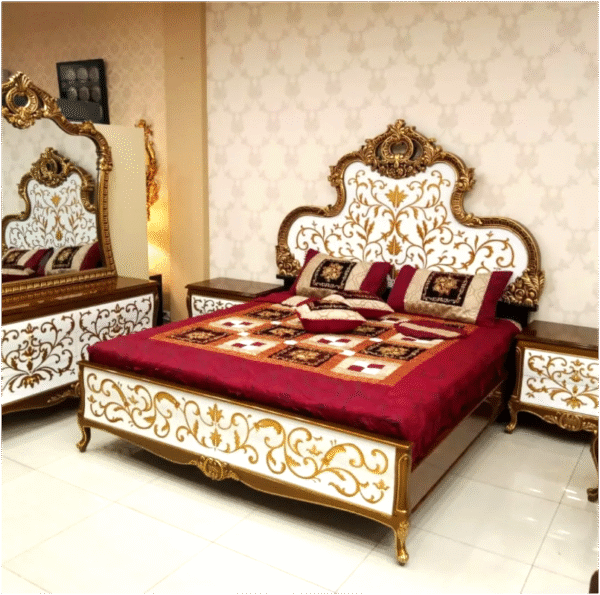 Luxury Chinioti Double Bed Set Classic & Modern Bedroom Furniture Worldwide - Image 17