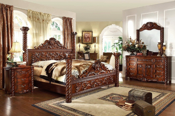 Luxury Chinioti Double Bed Set Classic & Modern Bedroom Furniture Worldwide - Image 9