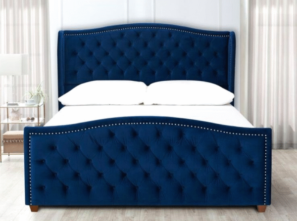 Luxury Velvet Bed Designs Queen & King Size poshish Beds for Royal Bedrooms - Image 7