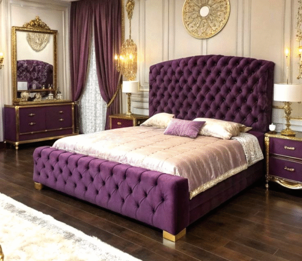 Luxury Velvet Bed Designs Queen & King Size poshish Beds for Royal Bedrooms - Image 10