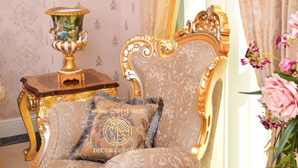 Luxury Sofa Set Designs for Modern Living Elegant 7-Seater Wooden and Fabric Sofas - Image 4