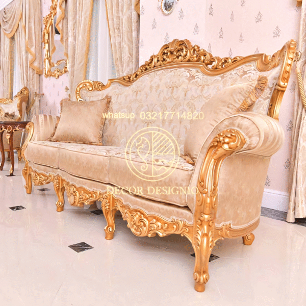 Luxury Sofa Set Designs for Modern Living Elegant 7-Seater Wooden and Fabric Sofas - Image 6