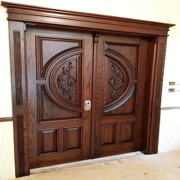 Modern Wooden Front Door with Glass  Double Door Designs & Prices in Pakistan - Image 4