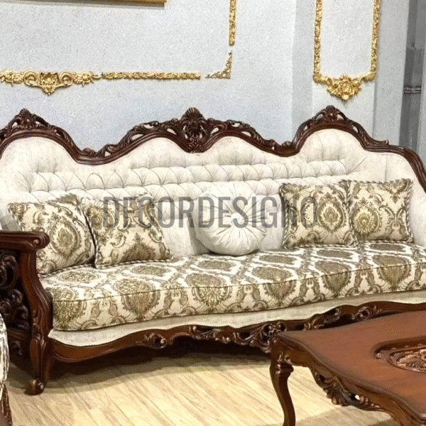 Luxury Sofa Set Designs for Modern Living Elegant 7-Seater Wooden and Fabric Sofas - Image 10