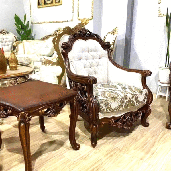 Luxury Sofa Set Designs for Modern Living Elegant 7-Seater Wooden and Fabric Sofas - Image 7