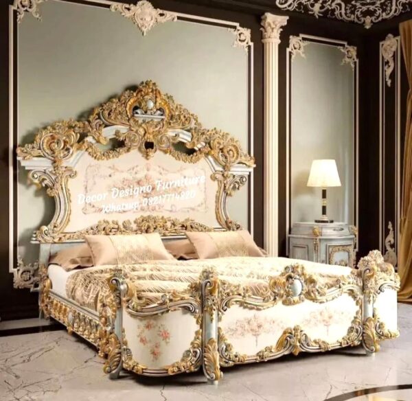 Luxury Bedroom Bed Set Royal Italian Carved King Size Bed Décor Designo furniture Chiniot - Image 7