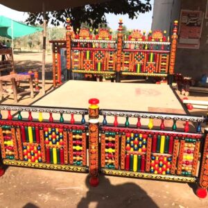 Rangla Bed Design Chiniot Luxury Handcrafted Peera & Charpai Traditional Pakistani Wooden Furniture by Decor Designo chiniot pakistan