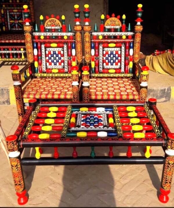 Rangla Bed Design Chiniot Luxury Handcrafted Peera & Charpai  Decor Designo Pakistan - Image 30