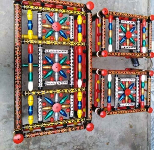 Rangla Bed Design Chiniot Luxury Handcrafted Peera & Charpai  Decor Designo Pakistan - Image 27