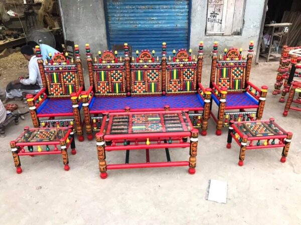Rangla Bed Design Chiniot Luxury Handcrafted Peera & Charpai  Decor Designo Pakistan - Image 24
