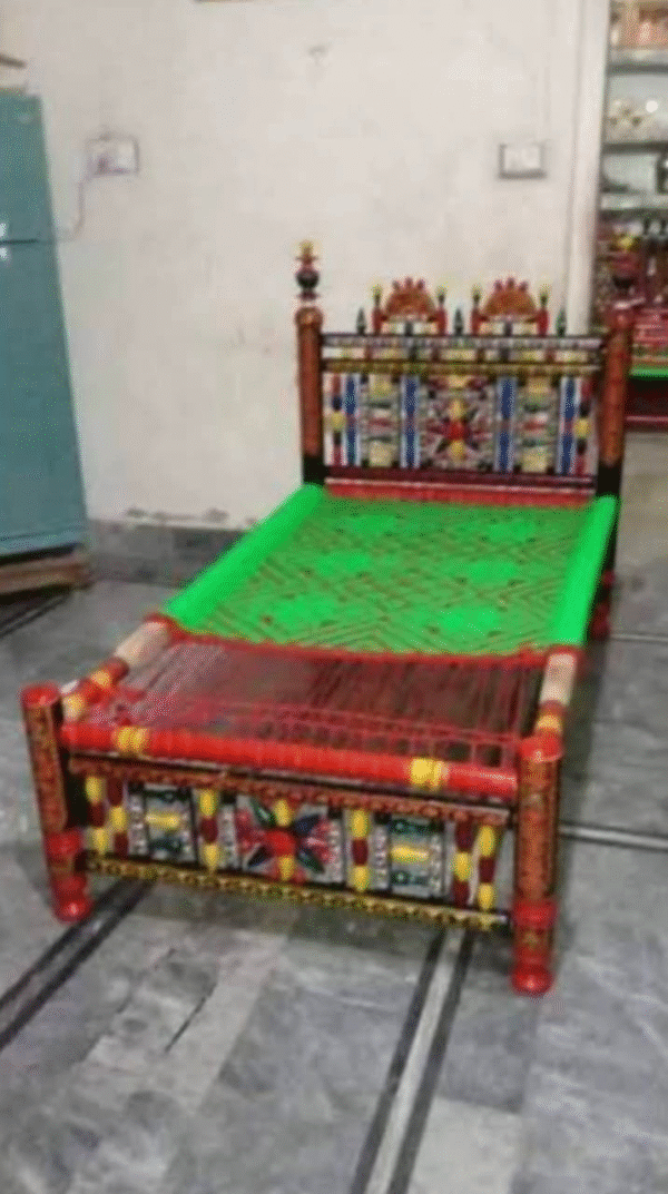 Rangla Bed Design Chiniot Luxury Handcrafted Peera & Charpai  Decor Designo Pakistan - Image 11