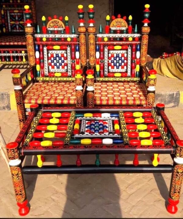 Rangla Bed Design Chiniot Luxury Handcrafted Peera & Charpai  Decor Designo Pakistan - Image 25