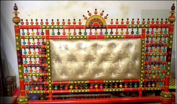 Rangla Bed Design Chiniot Luxury Handcrafted Peera & Charpai  Decor Designo Pakistan - Image 5