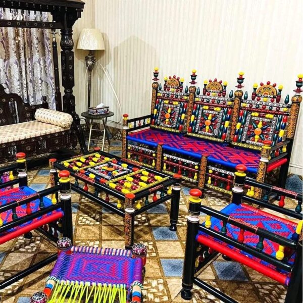 Rangla Bed Design Chiniot Luxury Handcrafted Peera & Charpai  Decor Designo Pakistan - Image 31
