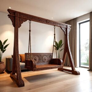 Wood Swing Set – Wooden Baby Swing Cot | Indoor & Outdoor Porch Swing Bench | Luxury Wooden Swing for Home & Garden