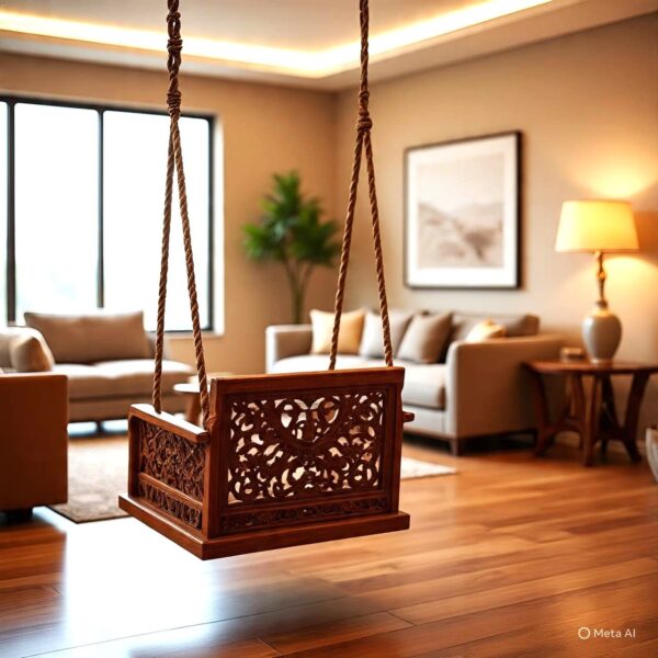 Wood Swing Set Wooden Baby Swing Cot | Indoor & Outdoor Porch Swing Bench | Luxury Wooden Swing for Home & Garden - Image 5